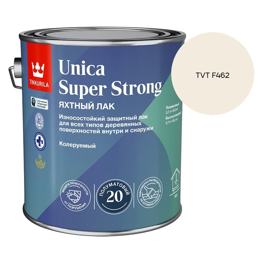 Изображение товара Лак универсальный Tikkurila UNICA SUPER STRONG EP п/мат 2,7л 700014012_TVT F462 Изображение товара Лак универсальный Tikkurila UNICA SUPER STRONG EP п/мат 2,7л 700014012_TVT F462
