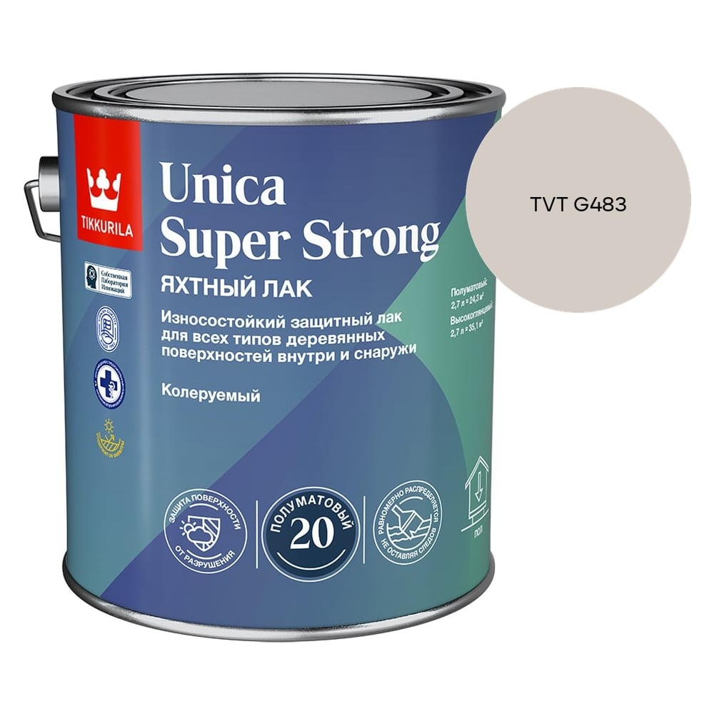 Изображение товара Лак универсальный Tikkurila UNICA SUPER STRONG EP п/мат 2,7л 700014012_TVT G483 Изображение товара Лак универсальный Tikkurila UNICA SUPER STRONG EP п/мат 2,7л 700014012_TVT G483