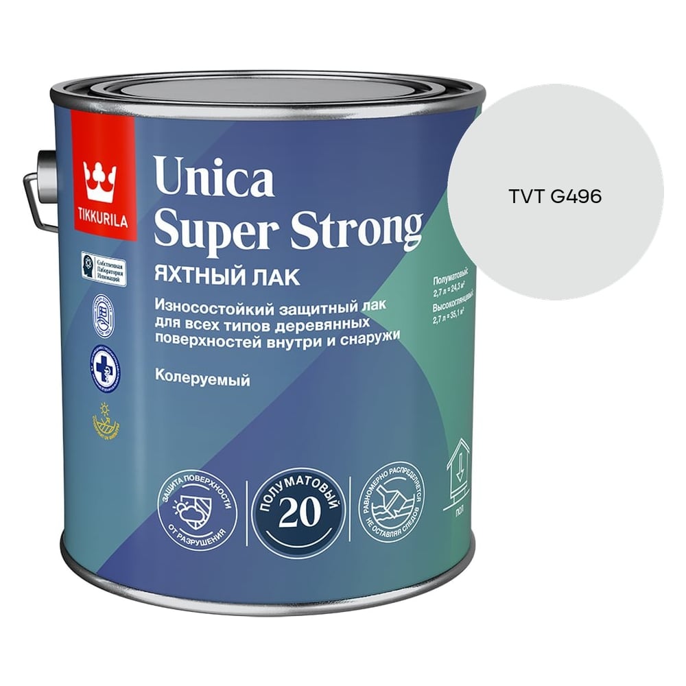 Изображение товара Лак универсальный Tikkurila UNICA SUPER STRONG EP п/мат 2,7л 700014012_TVT G496 Изображение товара Лак универсальный Tikkurila UNICA SUPER STRONG EP п/мат 2,7л 700014012_TVT G496