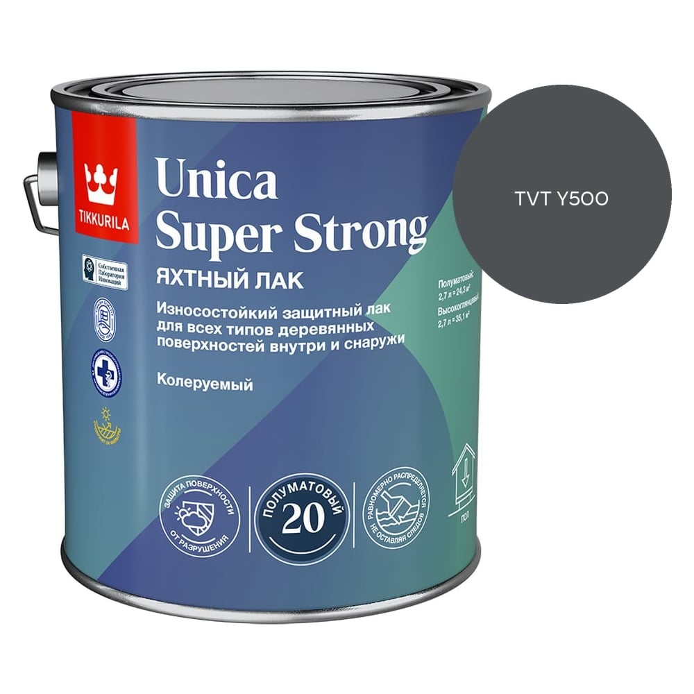 Изображение товара Лак универсальный Tikkurila UNICA SUPER STRONG EP п/мат 2,7л 700014012_TVT Y500 Изображение товара Лак универсальный Tikkurila UNICA SUPER STRONG EP п/мат 2,7л 700014012_TVT Y500
