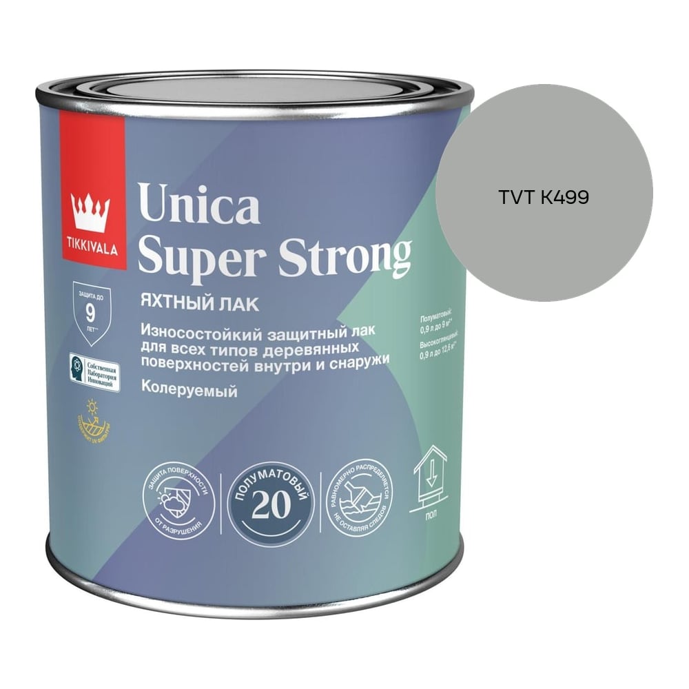 Изображение товара Лак универсальный Tikkurila UNICA SUPER STRONG EP п/мат 0,9л 700014011_TVT K499 Изображение товара Лак универсальный Tikkurila UNICA SUPER STRONG EP п/мат 0,9л 700014011_TVT K499