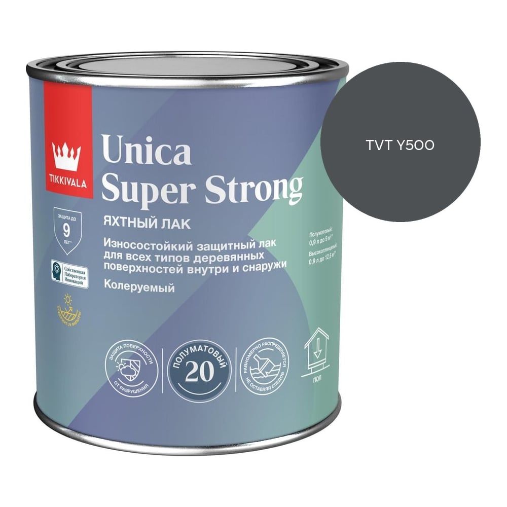Изображение товара Лак универсальный Tikkurila UNICA SUPER STRONG EP п/мат 0,9л 700014011_TVT Y500 Изображение товара Лак универсальный Tikkurila UNICA SUPER STRONG EP п/мат 0,9л 700014011_TVT Y500