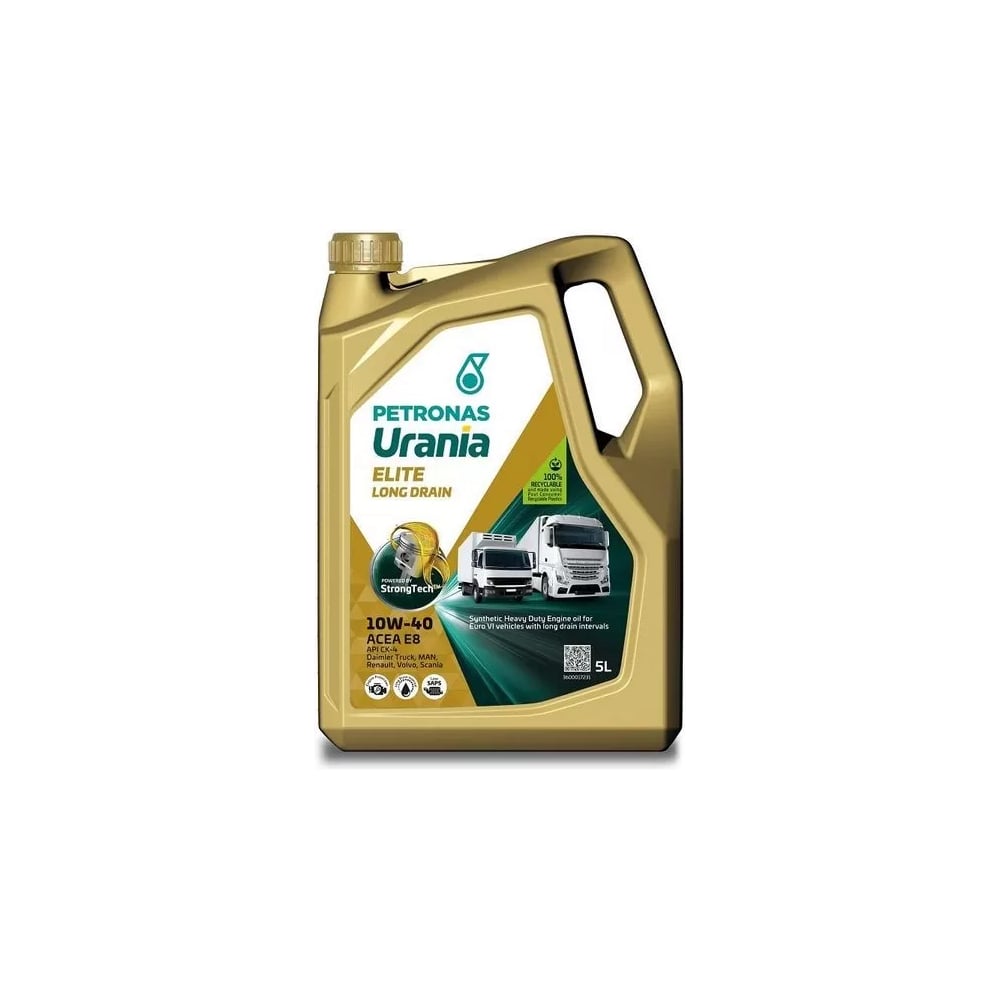 Изображение товара Моторное масло PETRONAS URANIA ELITE LONG DRAIN 10W-40 синт. 5 л. API CK-4, ACEA E8, E7, E11 88004M12EU Изображение товара Моторное масло PETRONAS URANIA ELITE LONG DRAIN 10W-40 синт. 5 л. API CK-4, ACEA E8, E7, E11 88004M12EU