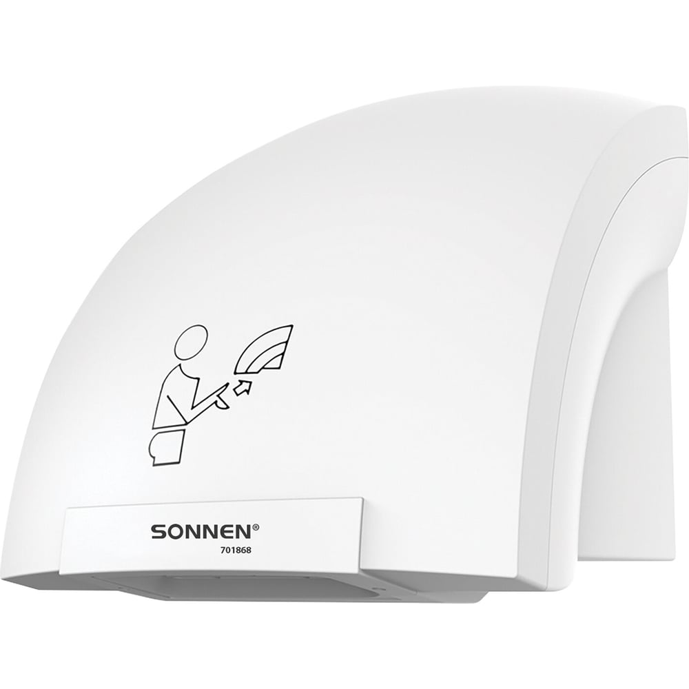 Сушилка для рук SONNEN HSD-A905, 1200 Вт, 30 м/с, пластик, белая 701868