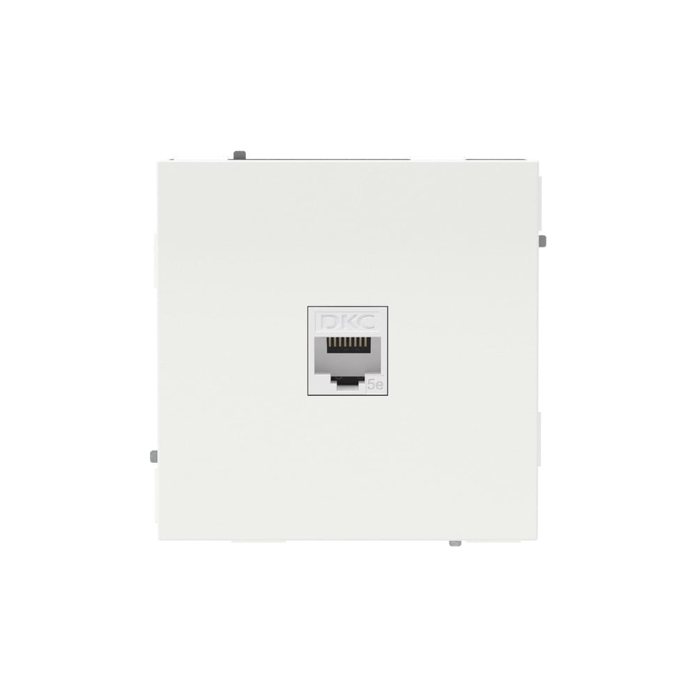 Компьютерная розетка DKC KANT RJ 45, без шторки, в стену, кат.5е, одинарная, белый глянцевый, 1 шт 7000663DIY