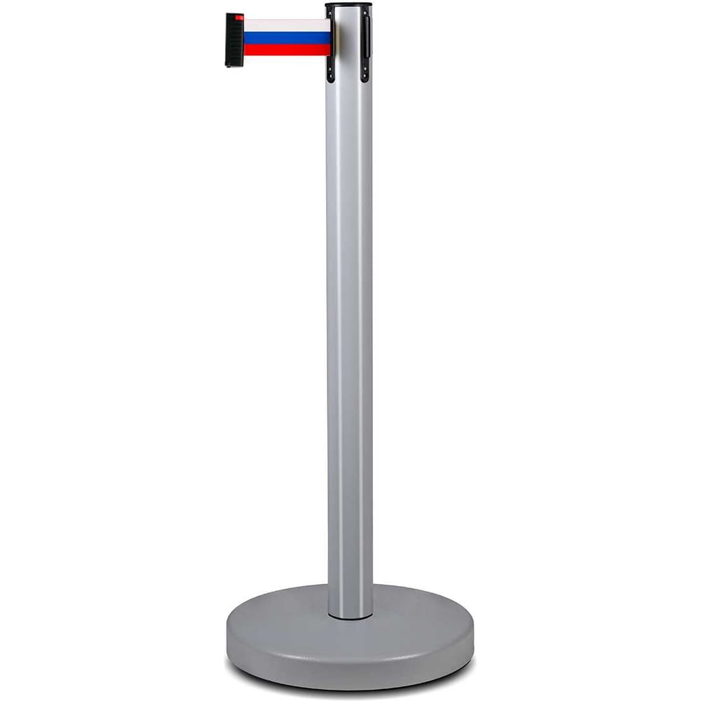 Cтойка с лентой 5 метров RUSBARRIER BSLN-327635 GREY tricolor