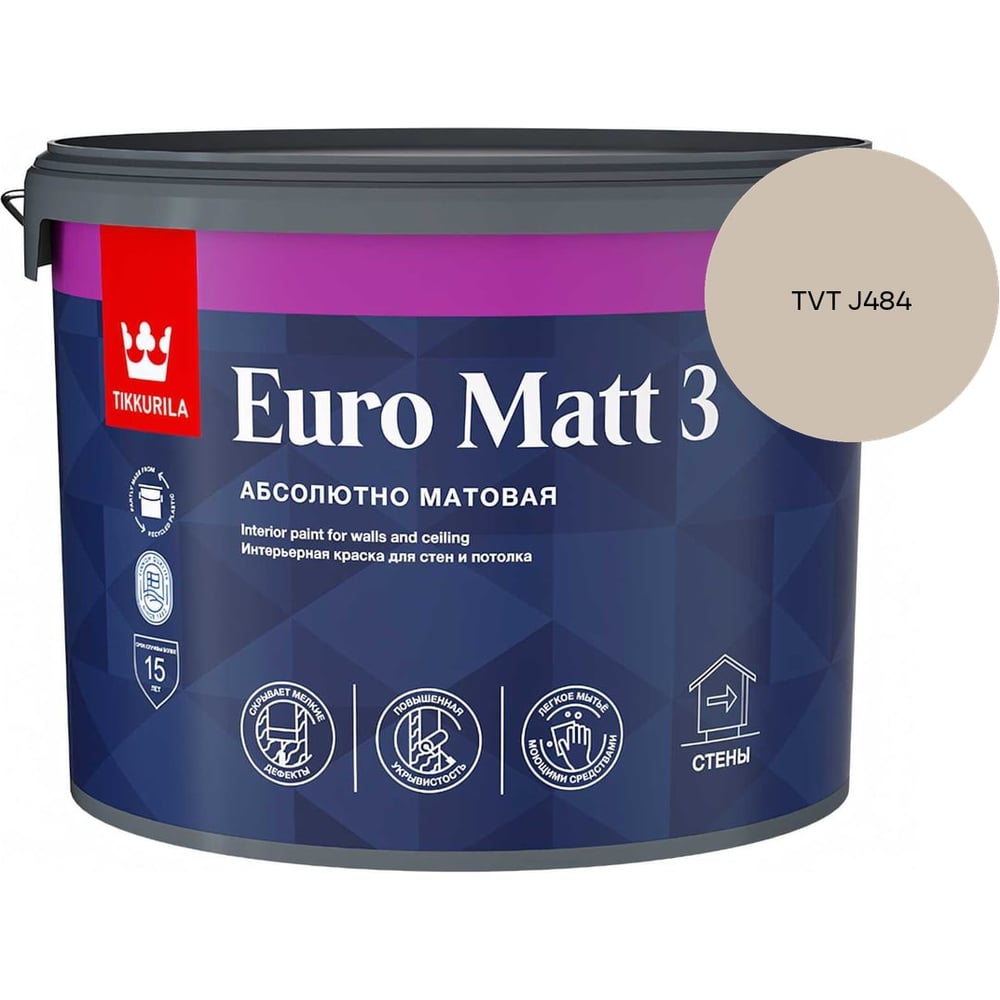 Изображение товара Краска интерьерная Tikkurila EURO MATT 3 A гл/мат 9л 700001114_TVT J484