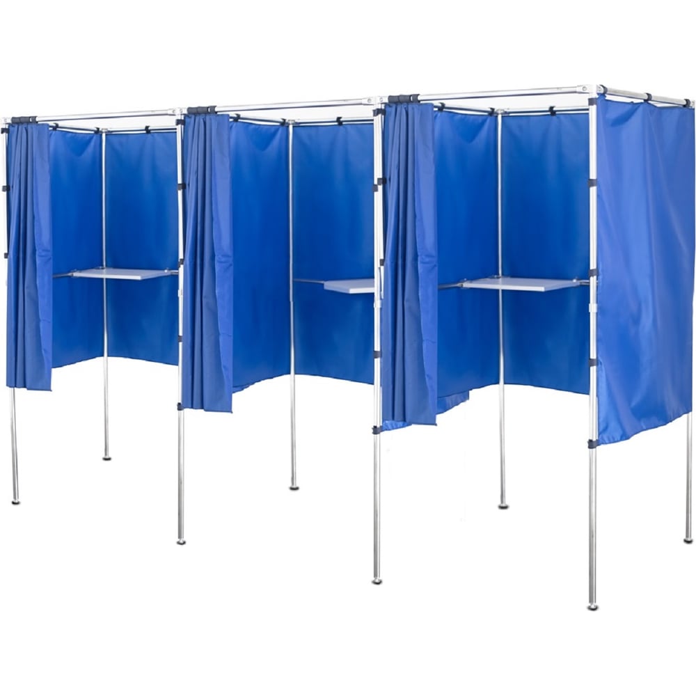 Кабина для голосования трехсекционная Rusbarrier KG-3 BLUE + сумка