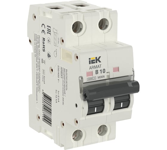 Изображение товара Автоматический выключатель IEK M06N 2P B 10А AR-M06N-2-B010