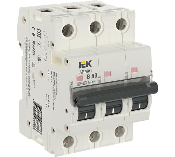 Изображение товара Автоматический выключатель IEK M06N 3P B 63А AR-M06N-3-B063