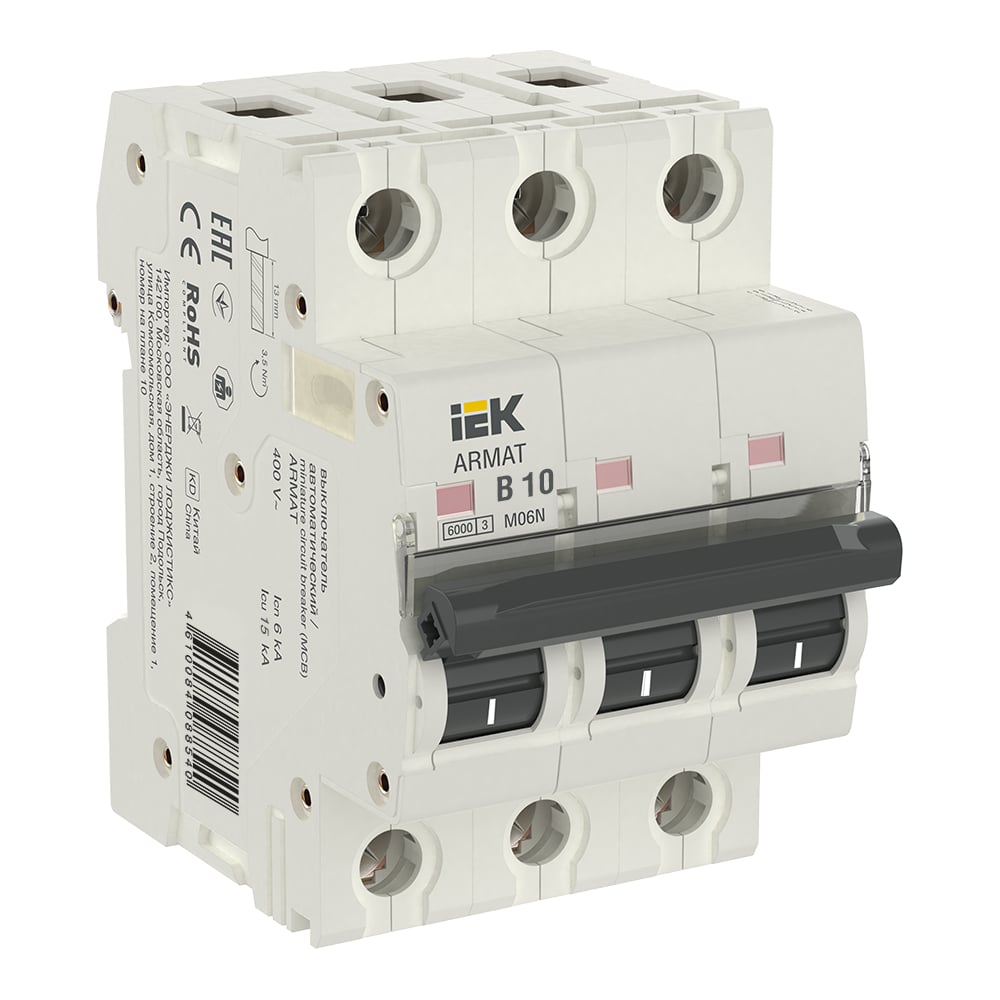 Изображение товара Автоматический выключатель IEK M06N 3P C 13А на DIN-рейку