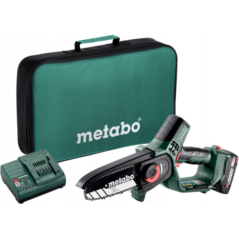 Цепная пила Metabo MS 18 LTX 15 с АКБ и ЗУ + тканевый кофр 600856500