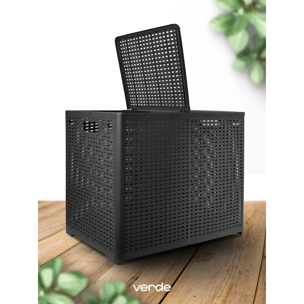 Корзина складная VERDE FOLDI DUAL 80л с перегородкой и крышками. графитовый 0840053