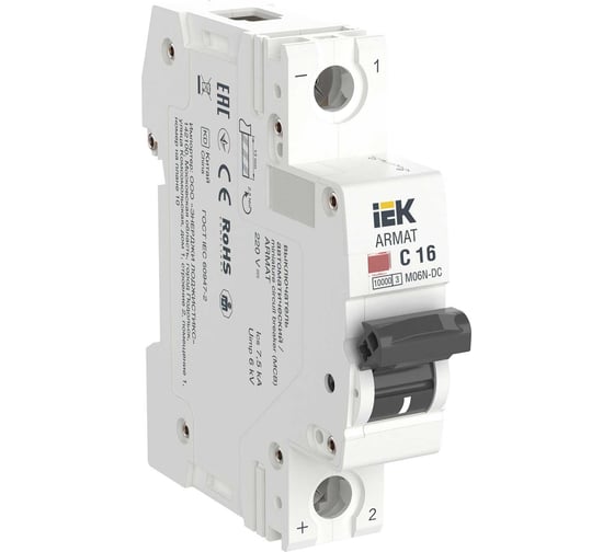 Изображение товара Автоматический выключатель IEK ARMAT M06N 1P C 16А AR-M06N-1-C016