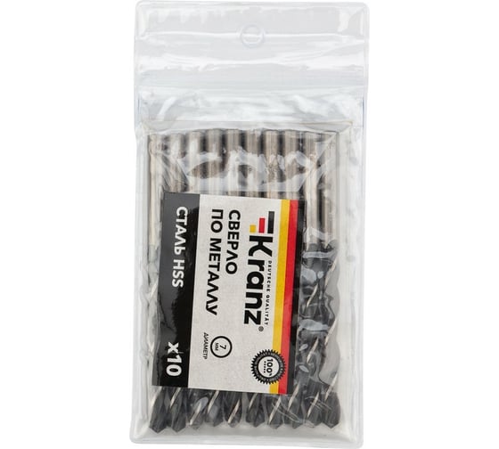 Изображение товара Сверло по металлу (10 шт; 7x109x69 мм; DIN 338, HSS) KRANZ KR-91-0623