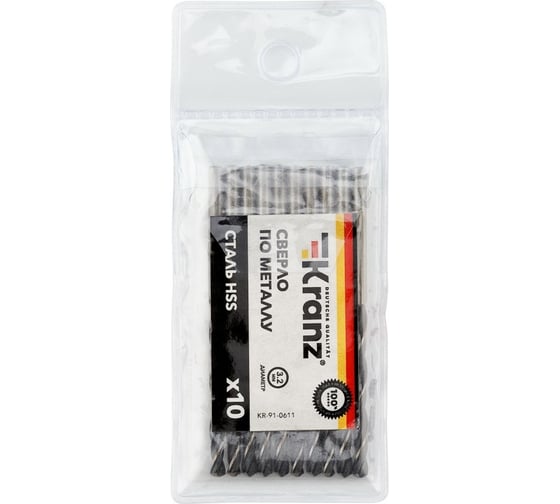 Изображение товара Сверло по металлу (10 шт; 3.2x65x36 мм; HSS) DIN 338 KRANZ KR-91-0611