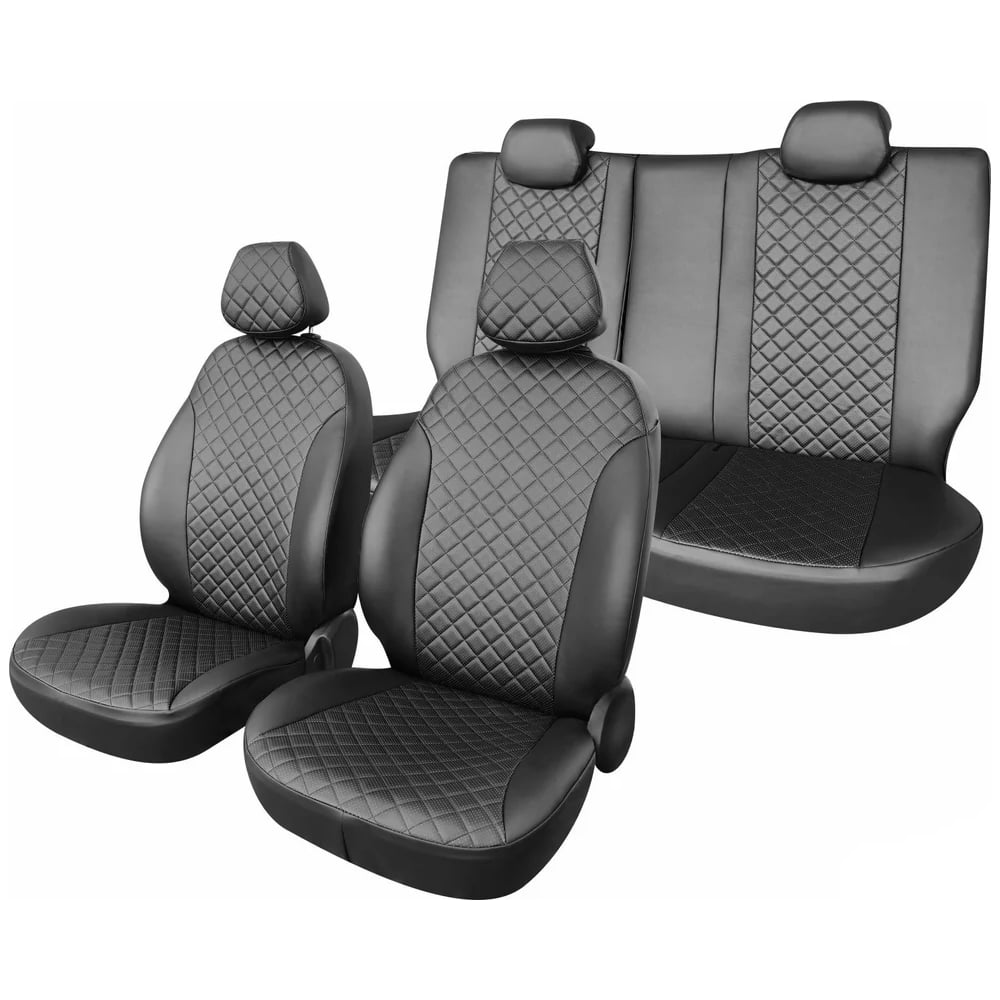 Чехлы на сиденья Defly Toyota Allion/Premio (T260), 2007-2021, экокожа черная/ромб перфорация Ty79-2KR