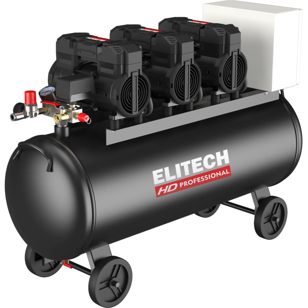 Компрессор безмасляный малошумный Elitech ACF 750-100S (380В,4,4кВт,750л/мин) HD 213685