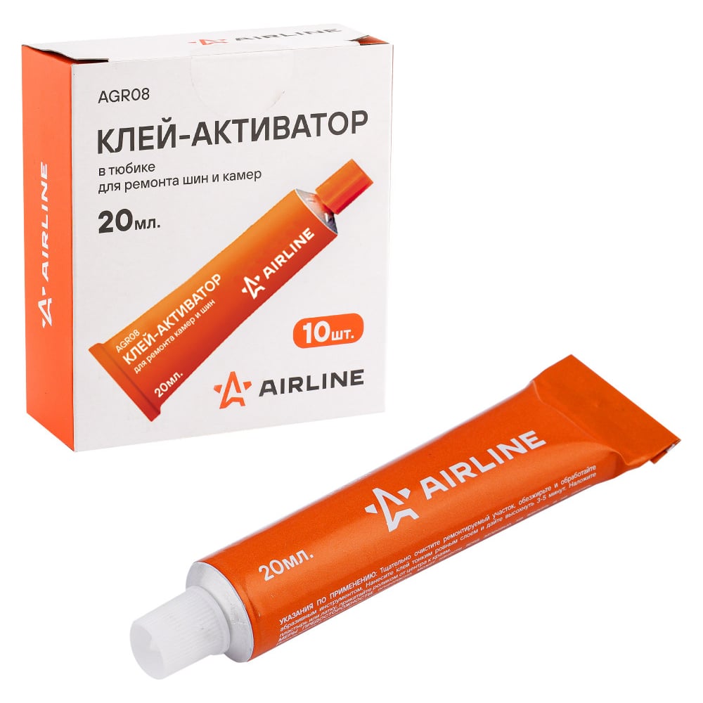 Клей-активатор для ремонта шин и камер AIRLINE 20 мл, 10 шт AGR08