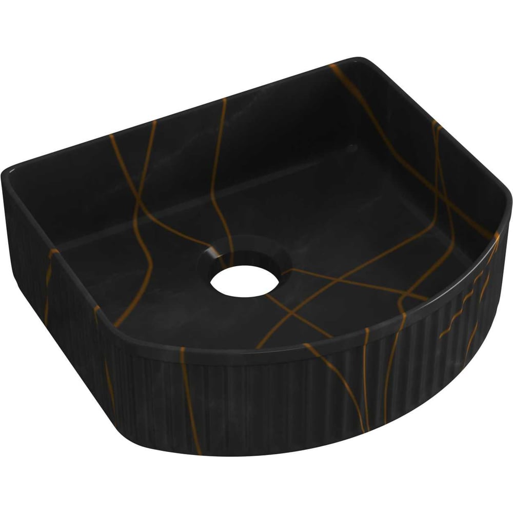 Изображение товара Раковина санфаянс накладная Bauedge BAU Mif stripes 40х35, черная JIE0028 Изображение товара Раковина санфаянс накладная Bauedge BAU Mif stripes 40х35, черная JIE0028