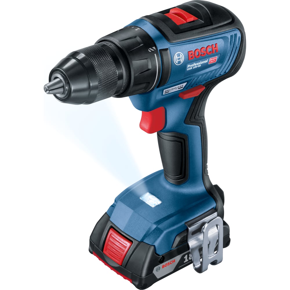 Изображение товара Аккумуляторный шуруповерт Bosch GSR 18V-50 2х2.0 Ач, зарядное устройство GAL18 06019H5000 Изображение товара Аккумуляторный шуруповерт Bosch GSR 18V-50 2х2.0 Ач, зарядное устройство GAL18 06019H5000