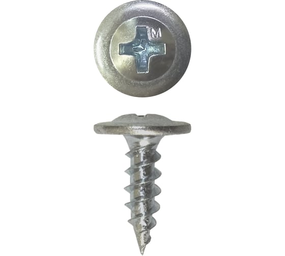 Изображение товара Саморез Daxmer ПШ 4,2x13 с прессшайбой острый белый цинк 1кг 00000413903