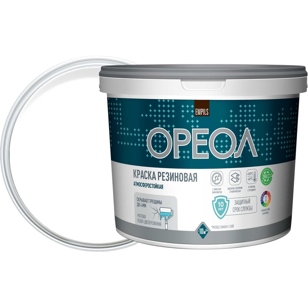 Изображение товара Краска ОРЕОЛ ВД резиновая (База А) 12 кг 89858 Изображение товара Краска ОРЕОЛ ВД резиновая (База А) 12 кг 89858