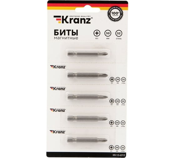 Изображение товара Бита (5 шт; PZ1x50 мм;) для шуруповерта KRANZ KR-12-6312