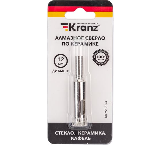 Изображение товара Сверло алмазное по керамограниту, керамике и стеклу 12 мм KRANZ KR-92-0004