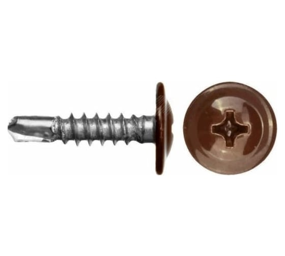 Изображение товара Саморез Daxmer ПШС 4,2x16 с прессшайбой сверло RAL 8017 1000 шт. 00000308038