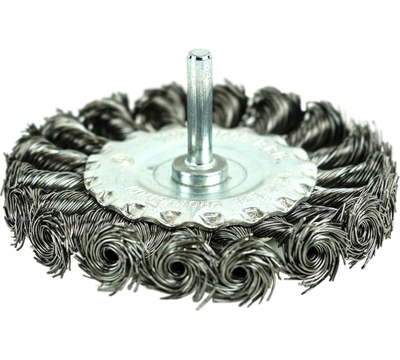 Изображение товара Кордщётка дисковая 100 мм, витая оцинкованная сталь 0.5 мм, хвостовик 6 мм Berger BG BG1735