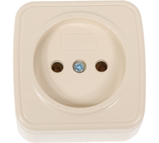 Изображение товара Розетка TDM ELECTRIC слоновая кость 2П открытой установки IP20 10А, серия "Дача" Народная SQ1824-0020