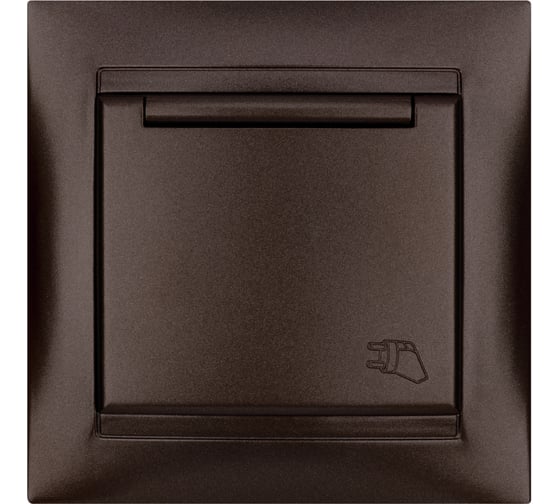Изображение товара Розетка 2П+З 16А 250В IP44 с защитными шторками TDM ELECTRIC шоколад, серия "Лама" SQ1815-0514