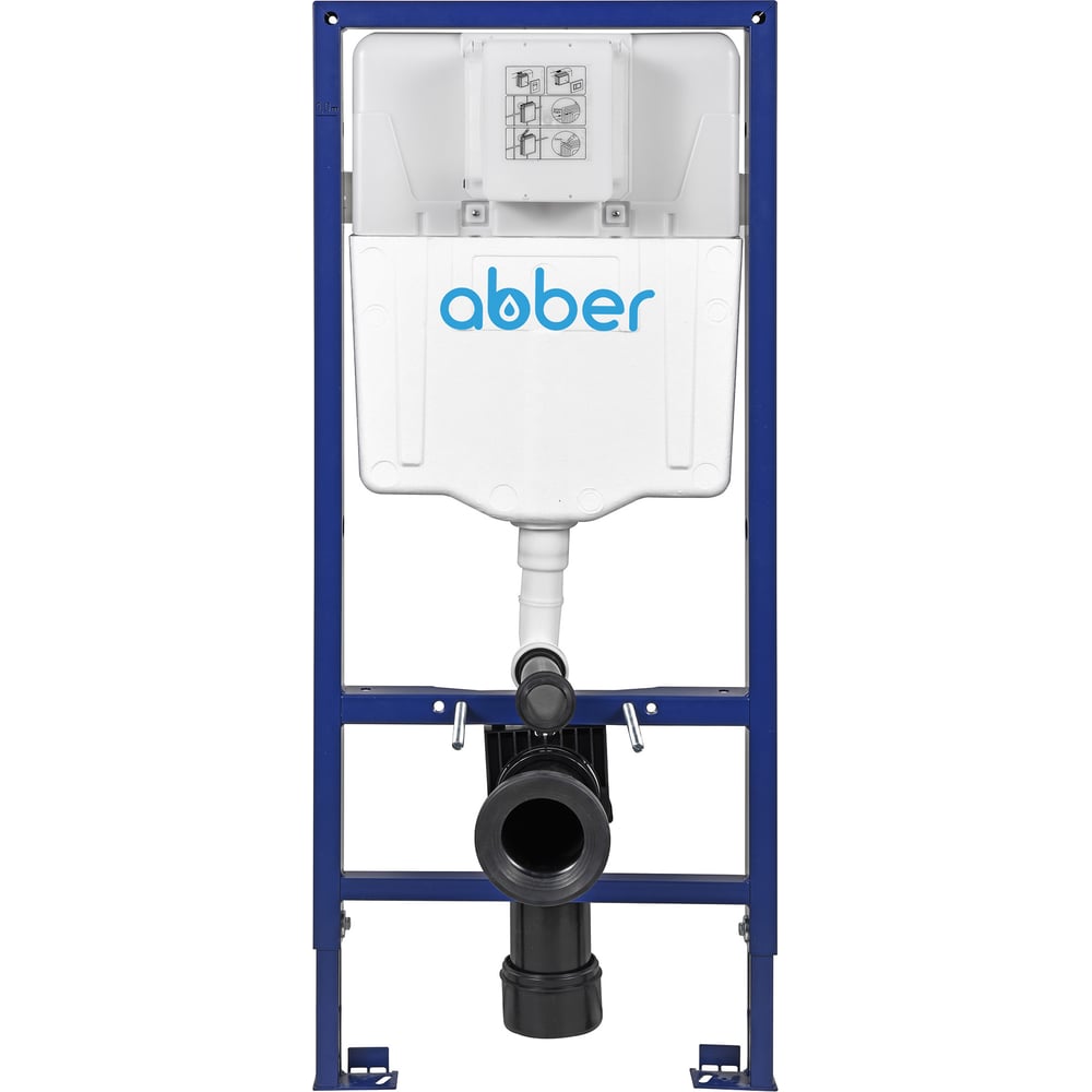 Изображение товара Комплект подвесной унитаз ABBER Rechteck белый, с инсталляцией AC0108, кнопка AC0126 хром глянцевый AC1201-AC0108-AC0126