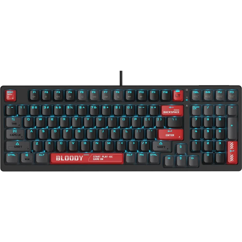 Изображение товара Клавиатура A4TECH AT98 черный/красный USB for gamer LED кабель 1.8м 2056648