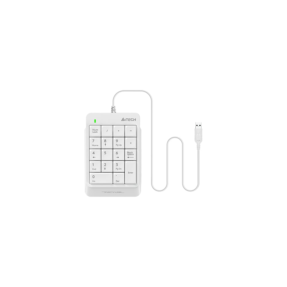 Числовой блок A4TECH FK13P белый USB slim для ноутбука (FK13P WHITE) кабель 1.5м 1379893