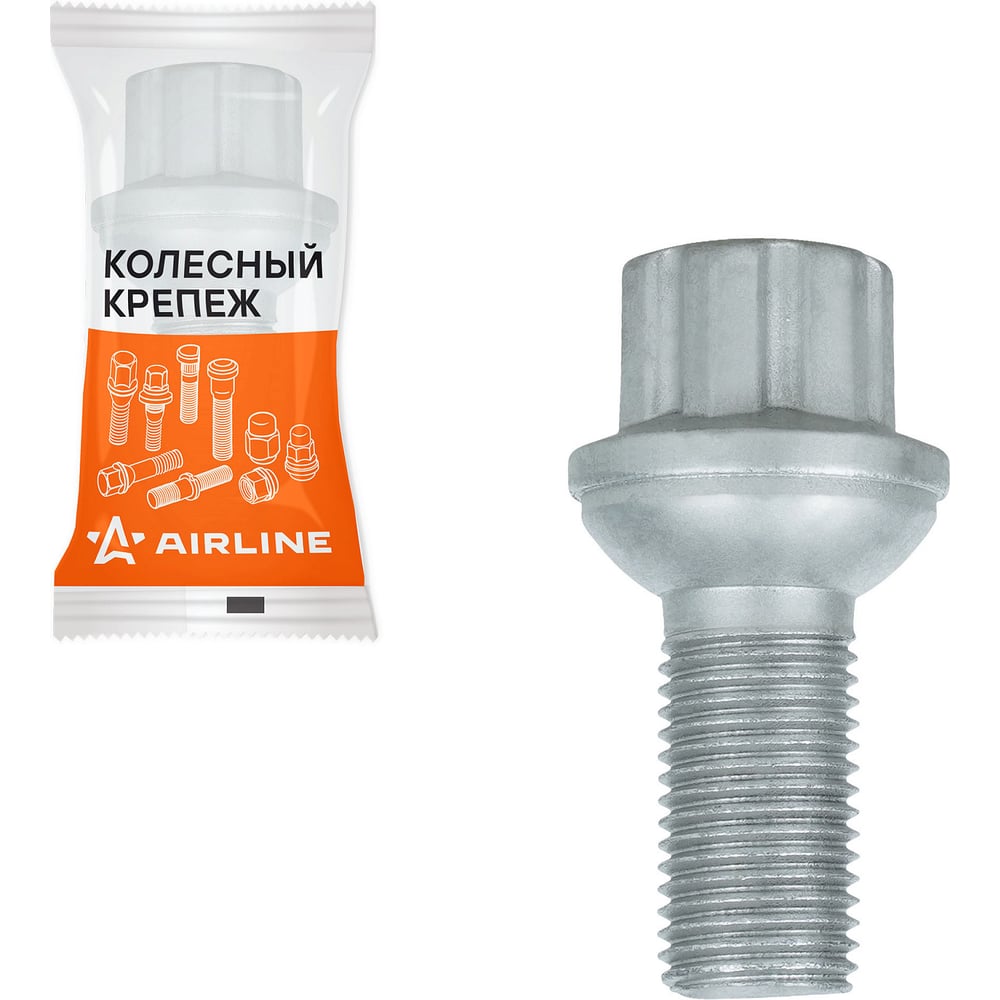 Болт колесный Airline M14x1,5x27x51, сфера R14, spline, дакромет, 1 штука для Mercedes ABLT228