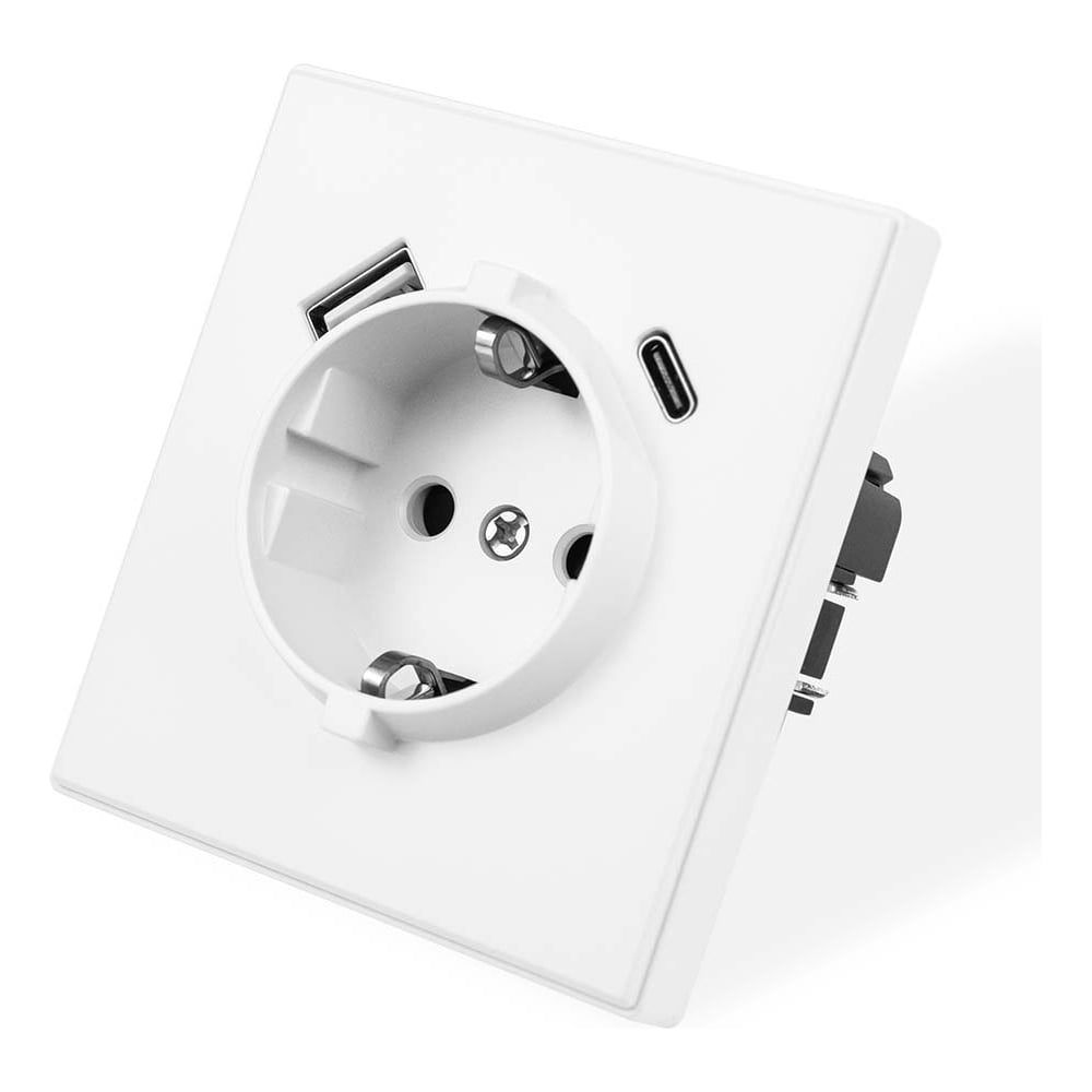 Изображение товара Розетка электрическая Vell белая, 1 пост, USB-A, USB-С, с рамкой Air {V702085} 1397822