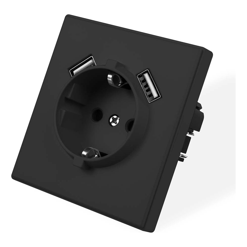 Изображение товара Розетка электрическая Vell черная, 1 пост, USB-A, USB-A, с рамкой Air {V702082} 1397819 Изображение товара Розетка электрическая Vell черная, 1 пост, USB-A, USB-A, с рамкой Air {V702082} 1397819