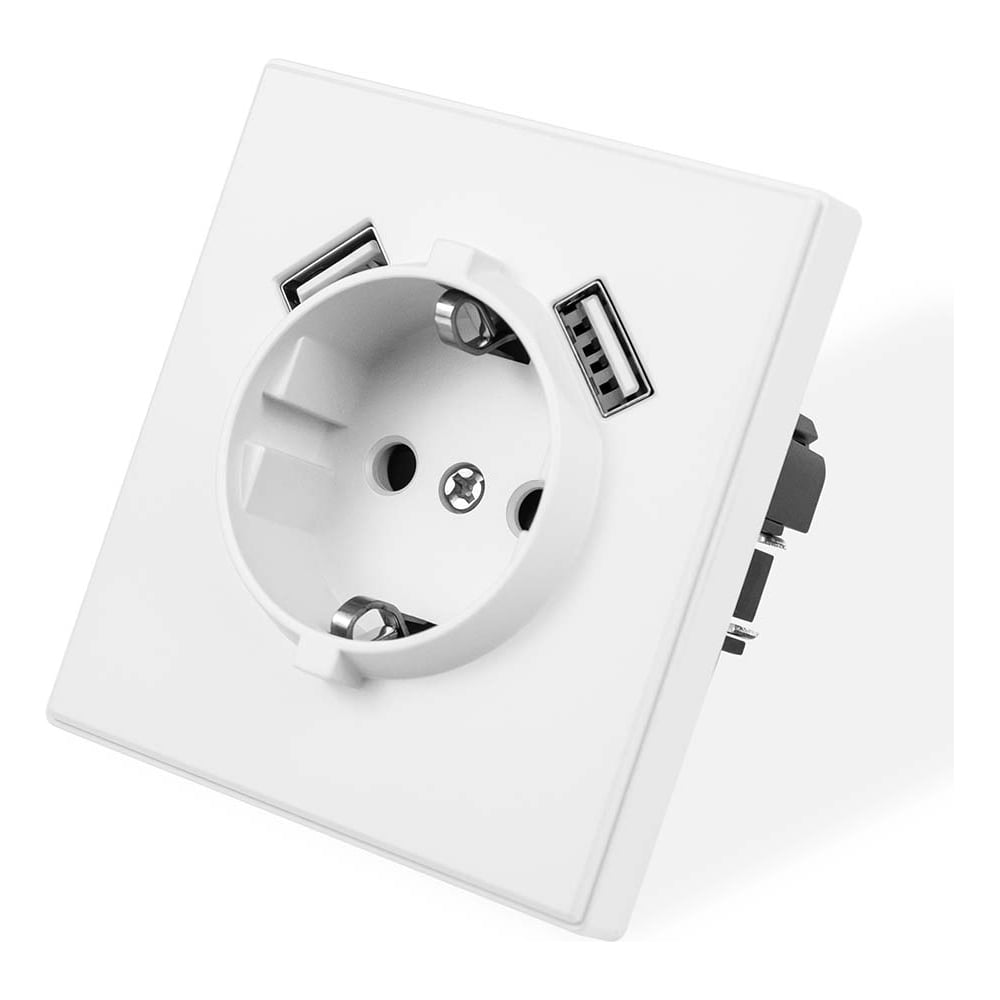 Изображение товара Розетка электрическая Vell белая, 1 пост, USB-A, USB-A, с рамкой Air {V702081} 1397818 Изображение товара Розетка электрическая Vell белая, 1 пост, USB-A, USB-A, с рамкой Air {V702081} 1397818