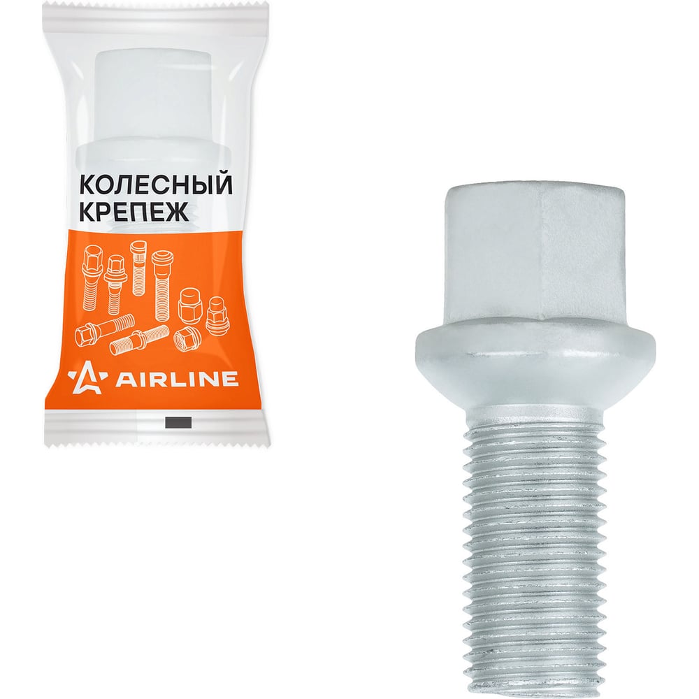 Изображение товара Болт колесный AIRLINE M14x1.5x27x48.5, сфера R14, ключ 17, дакромет, 1 шт для Mercedes/Infiniti ABLT210 Изображение товара Болт колесный AIRLINE M14x1.5x27x48.5, сфера R14, ключ 17, дакромет, 1 шт для Mercedes/Infiniti ABLT210