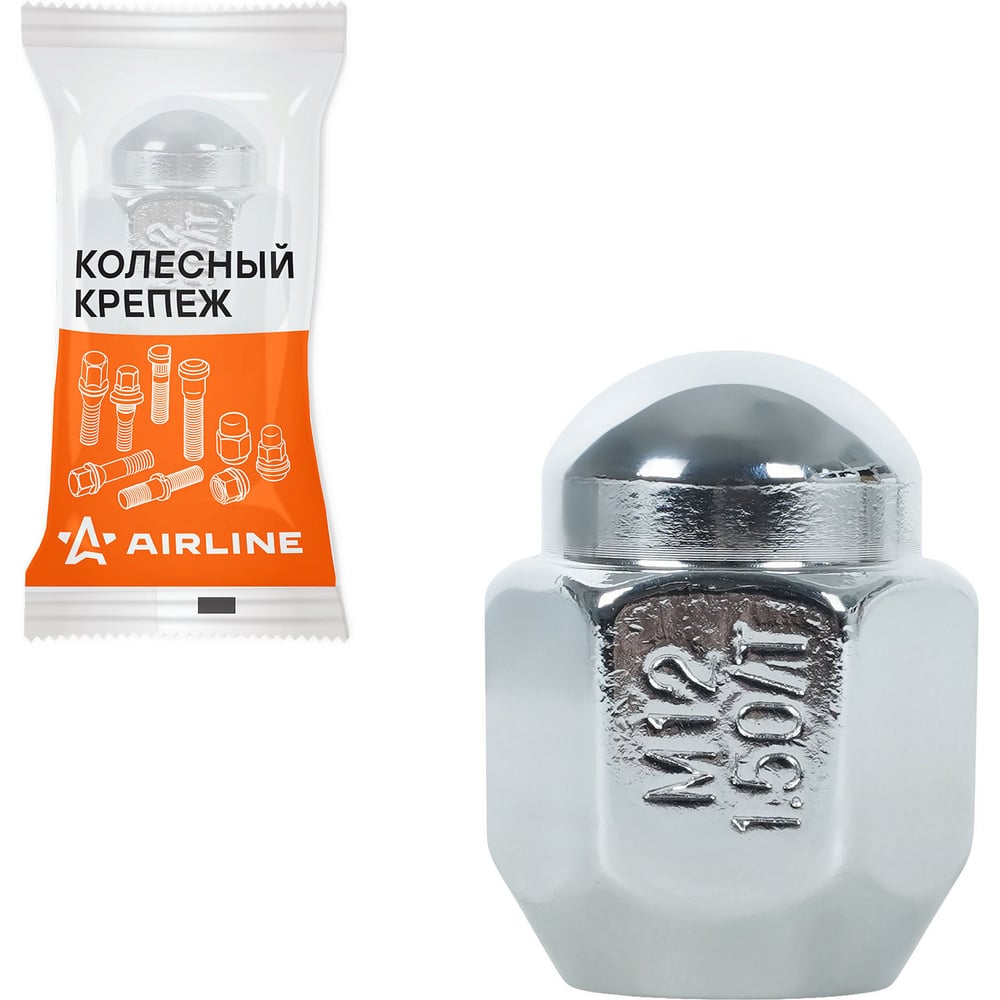 Изображение товара Гайка колесная AIRLINE M12x1.5x30, конус, ключ 21, закрытая, хром, 1 шт для Hyundai/KIA/Toyota ASCR201 Изображение товара Гайка колесная AIRLINE M12x1.5x30, конус, ключ 21, закрытая, хром, 1 шт для Hyundai/KIA/Toyota ASCR201