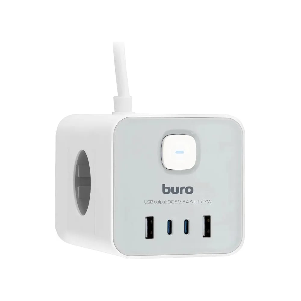 Изображение товара Сетевой удлинитель BURO BU-PTE4.1UC-W 1.5м (4 розетки) белый (коробка) 2090199 Изображение товара Сетевой удлинитель BURO BU-PTE4.1UC-W 1.5м (4 розетки) белый (коробка) 2090199