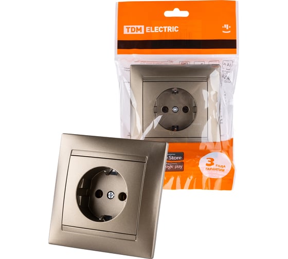 Изображение товара Розетка TDM ELECTRIC 2П+З 16А 250В бронза Лама SQ1815-0723