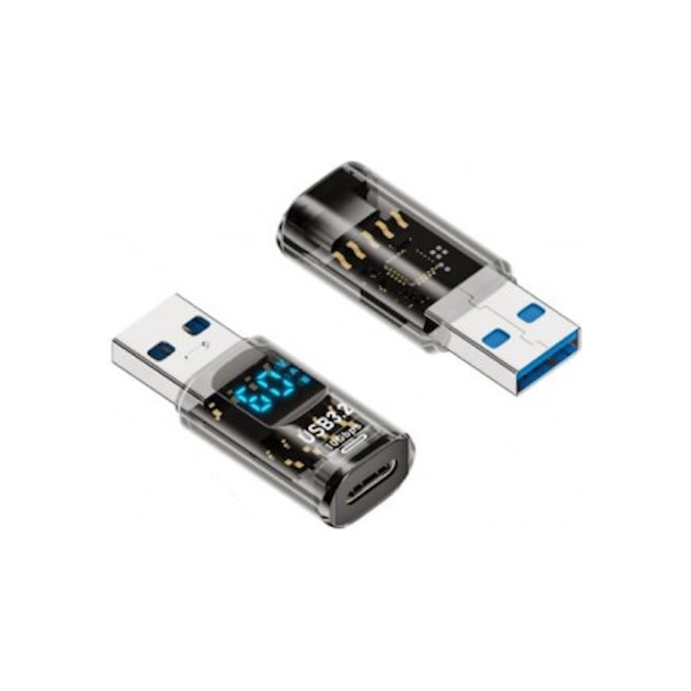 Изображение товара Адаптер-переходник KS-is USB-A M в USB-C F с дисплеем (KS-881AC) KS-881AС