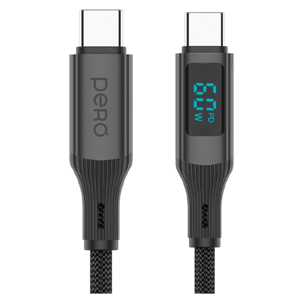 Изображение товара Дата-кабель PERO DC14 ULTIMATE PD Type-C to Type-C, с дисплеем, 60W, 1.2m, Black PRDC-14CC