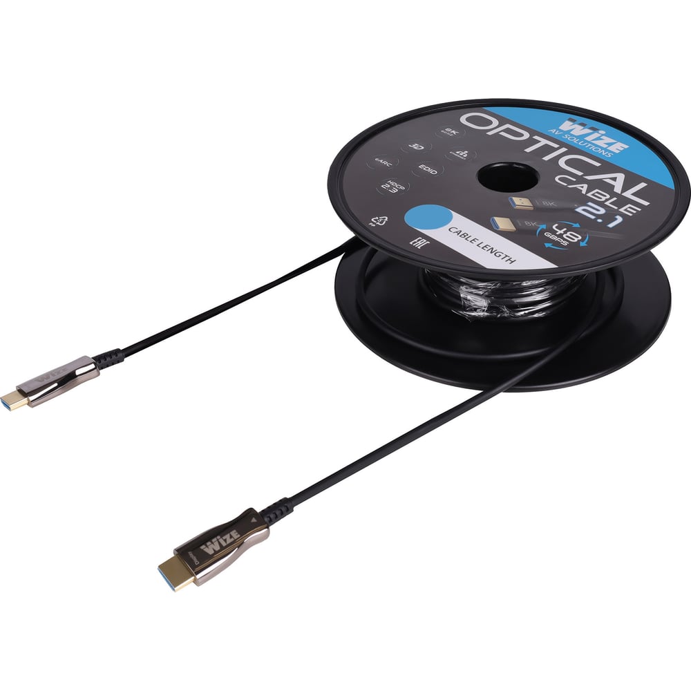 Изображение товара Кабель Wize HDMI AOC-8K-HM-HM-10M оптический, малодымный, 10 м, 8K/60HZ 4:4:4, v.2.1, ARC, 19M/19M, HDCP 2.2, Ethernet, черный, короб \3\ 147473 Изображение товара Кабель Wize HDMI AOC-8K-HM-HM-10M оптический, малодымный, 10 м, 8K/60HZ 4:4:4, v.2.1, ARC, 19M/19M, HDCP 2.2, Ethernet, черный, короб \3\ 147473