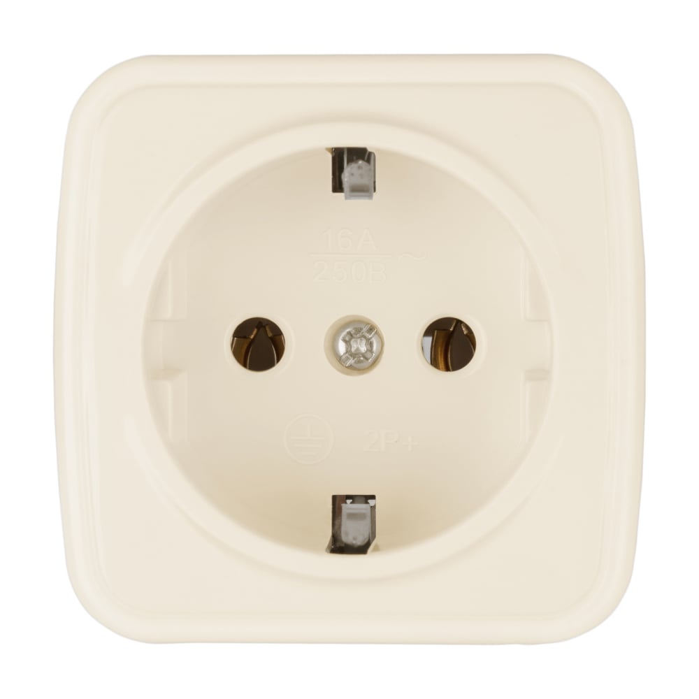 Изображение товара Розетка TDM ELECTRIC 2П+З IP20 слоновая кость для открытой установки