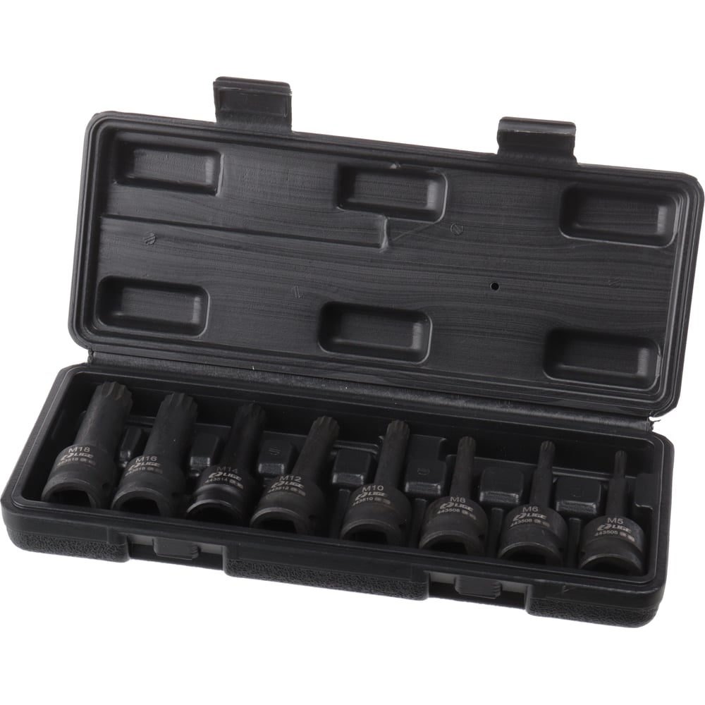 Изображение товара Набор головок-бит LIGE SPLINE ударных 1/2, 8пр.(M5,M6,M8,M10,M12,M14,M16,M18), в кейсе 702584