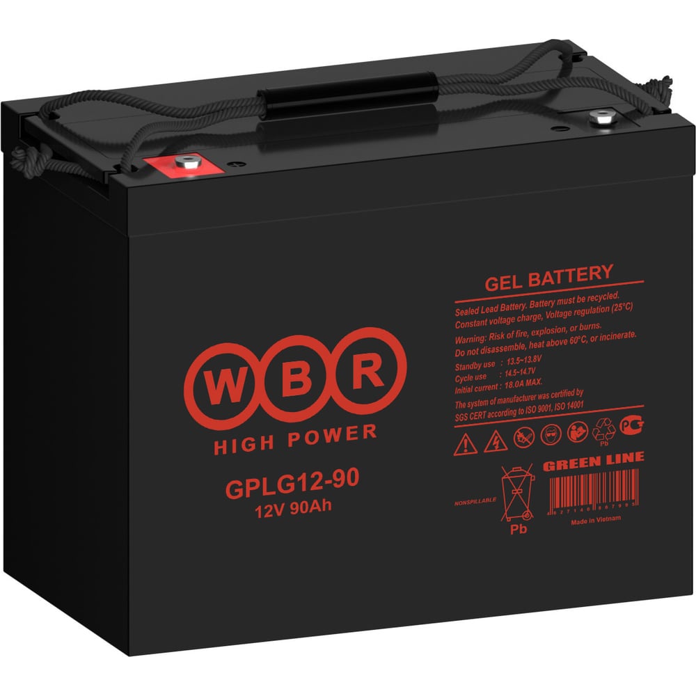 Изображение товара Аккумуляторная батарея гелевая WBR GPLG12-90 12В 90 Ач УТ-00000375 Изображение товара Аккумуляторная батарея гелевая WBR GPLG12-90 12В 90 Ач УТ-00000375